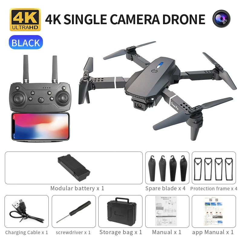 Drone Cinematic - E88 ProIntelligent Folding Drone Supports single/Dual