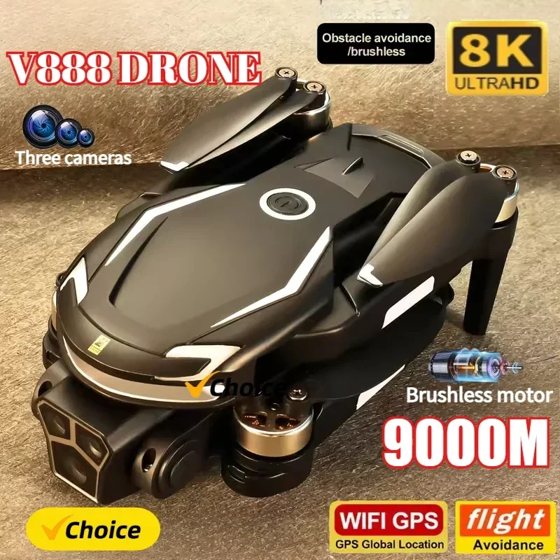 New V888 Drone 8K GPS Triple C - Drone Multispectral ulasan dan harga